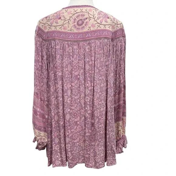 Spell & The Gypcy Collective Dahlia Mulberry Blouse Size XS Oversized Boho Pink - Picture 7 of 10